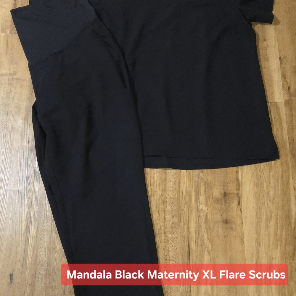 Mandala Black Maternity Scrubs